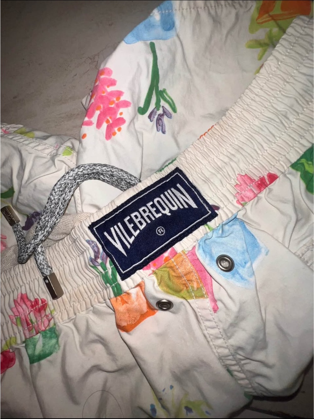 Vilebrequin White Swim Shorts with Multicolor Floral Print